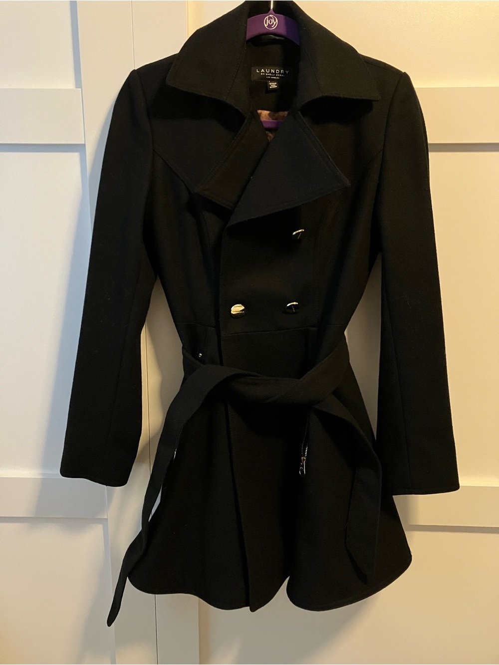 Laundry By Shelli Segal Black Coat with Brown Lining